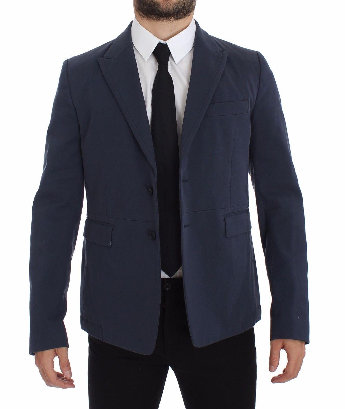 Chaqueta blazer elegante de algodón elástico azul