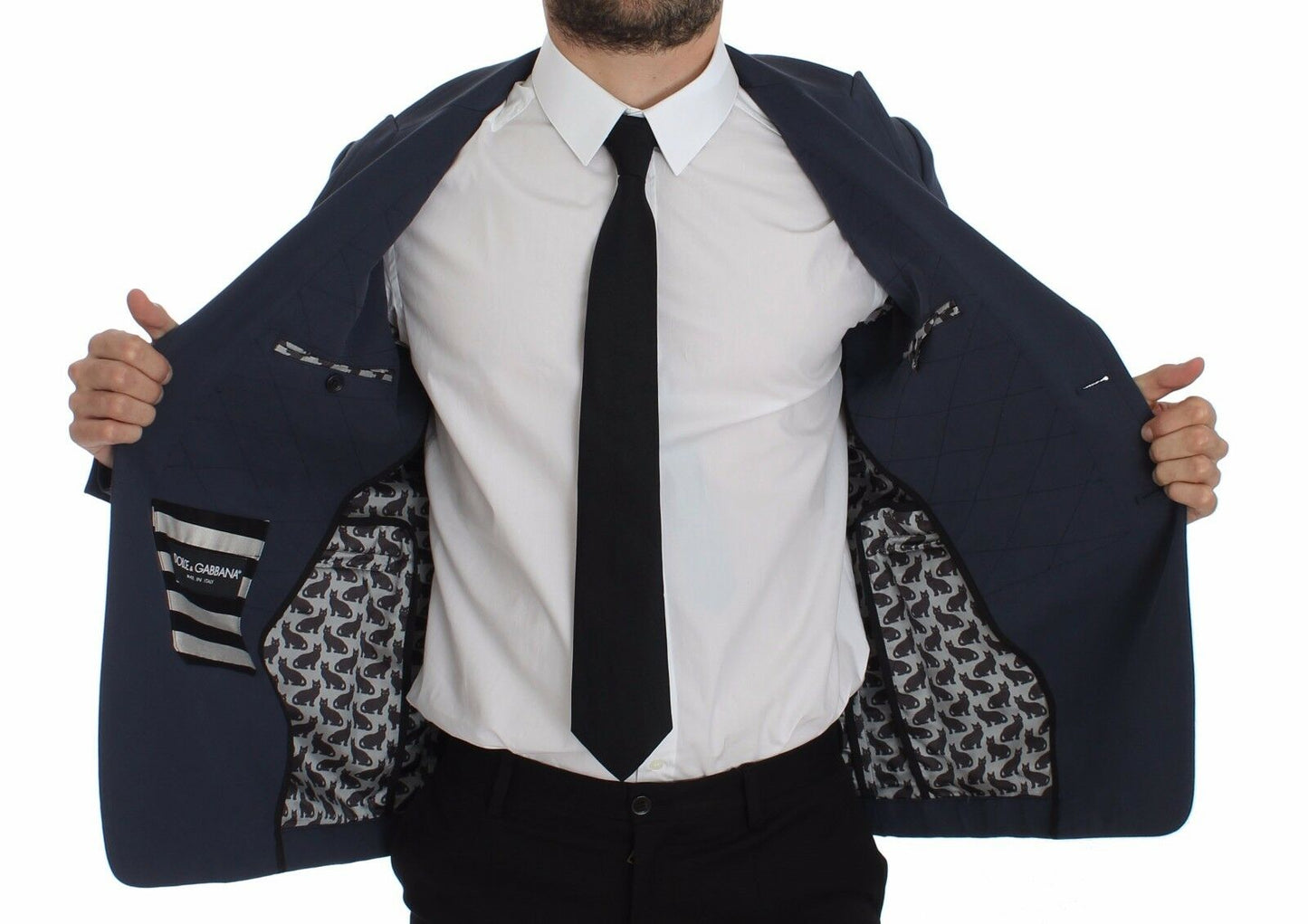 Chaqueta blazer elegante de algodón elástico azul