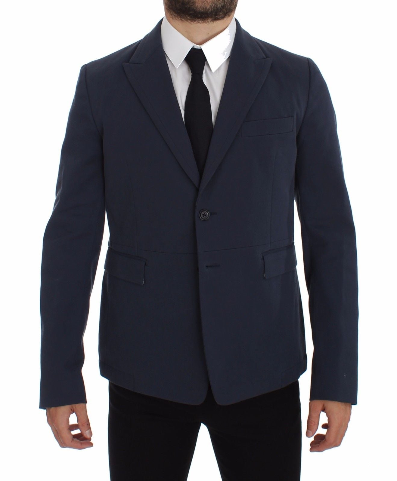 Chaqueta blazer elegante de algodón elástico azul