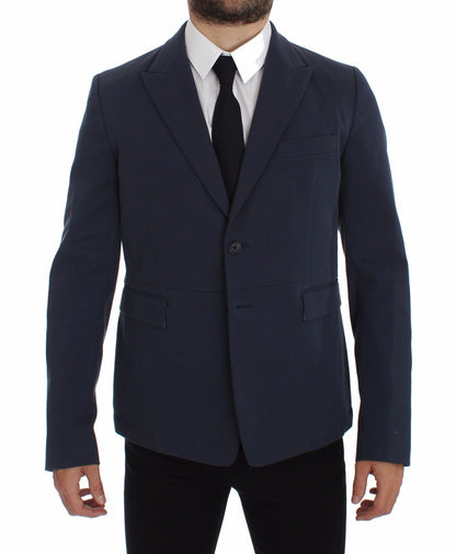 Chaqueta blazer elegante de algodón elástico azul