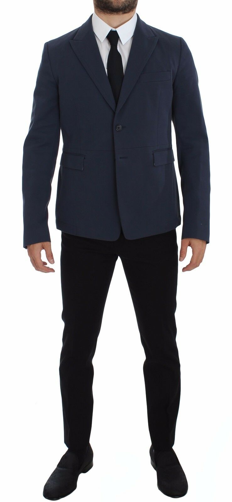 Chaqueta blazer elegante de algodón elástico azul