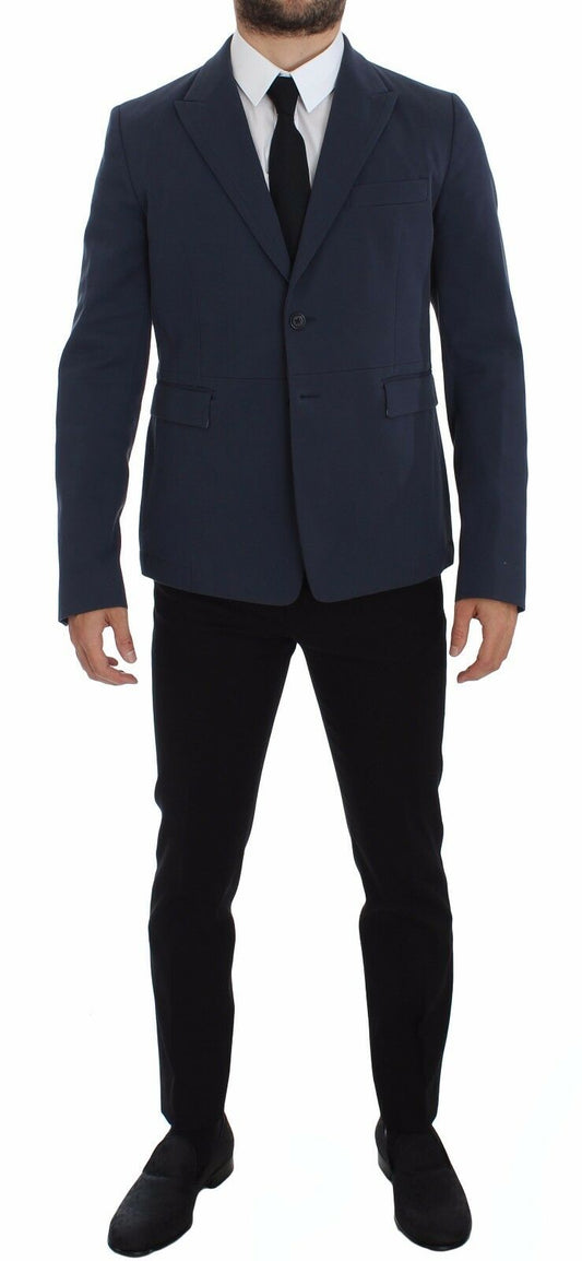 Chaqueta blazer elegante de algodón elástico azul