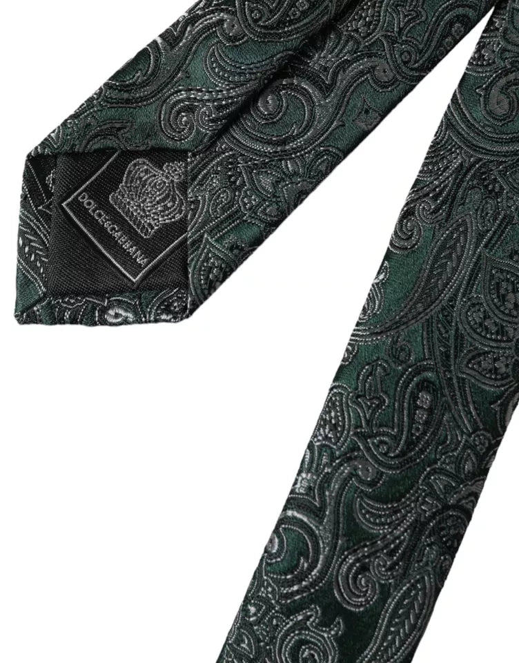 Corbata ajustable para hombre 100 % seda con estampado floral verde